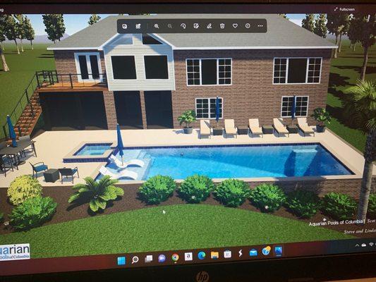 This was the pool design picture ( better than the Architect produced) this is very accurate!