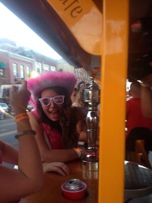 We all loved our "buy me a shot" sunglasses and the bride to be loved her pink cowgirl hat!