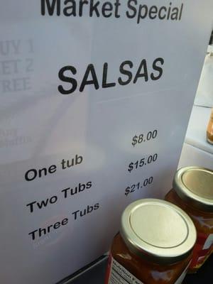 Salsa types and pricing