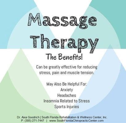 Massage therapy has great benefits!