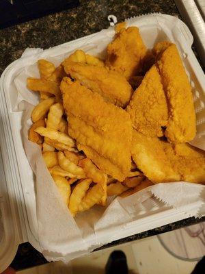 Catfish filet platter with double order of fries