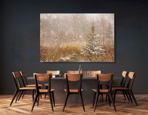 Dining area with archival   canvas photograph