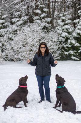 Taking a break with my assistants, Rosie & Brady!