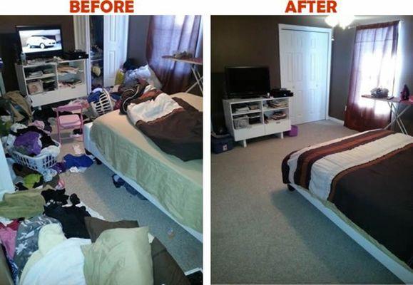 Before and after shots for beedroom