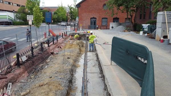 Foundation work at Historic  St. Mary's Church.