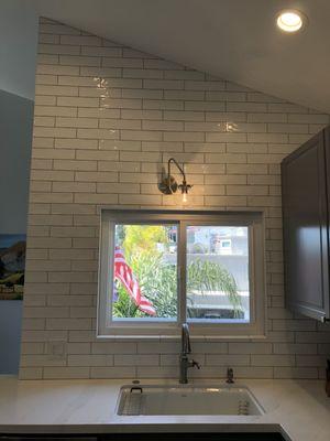 Back splash over kitchen sink