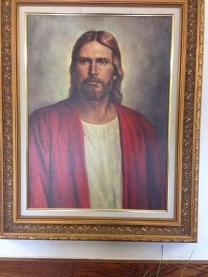 Fantastic picture of Christ welcomes you when you enter.