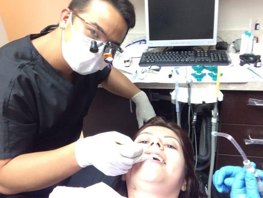 Dentist working and I want a selfie