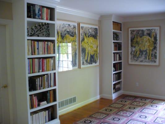 Csutom Bookcases, Bookshelves, Crown Molding & Painting, Main Line Philadelphia Area