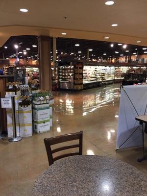 The store from the seating area. They even have wine tasting on Wednesdays in this Raleys. Very cool.