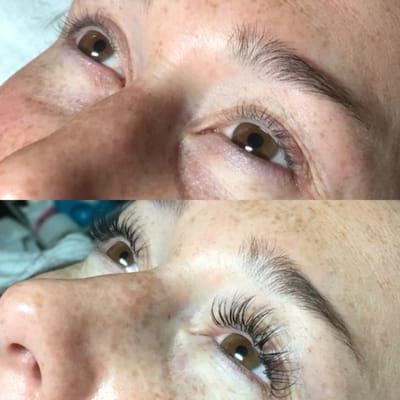 Before & After - Full set of eyelash extensions - Done by Kimmie