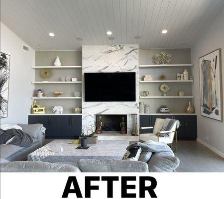 Custom shelves with Cabinets for storage space & Decore.