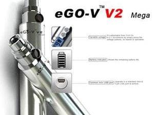 eGo-V v2 Mega 1200mAh Battery by Slb Smoking (Stainless Steel)