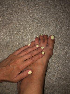 Mani pedi yellow combination