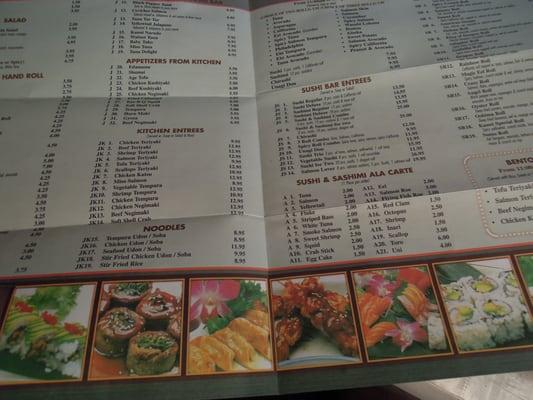 The menu is pretty extensive.