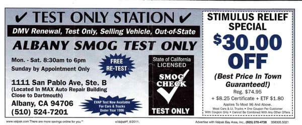 Albany Smog Test Only Center