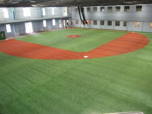 Our indoor turf facility.  46/60 field/Little League field with a dugout!  Come by and take a look yourself! :)