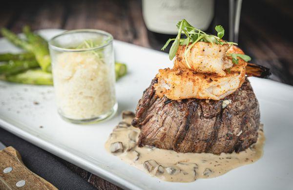 Our upgraded premium entrees are always a hit!  Surf & Turf - Filet Mignon & Jumbo Shrimp