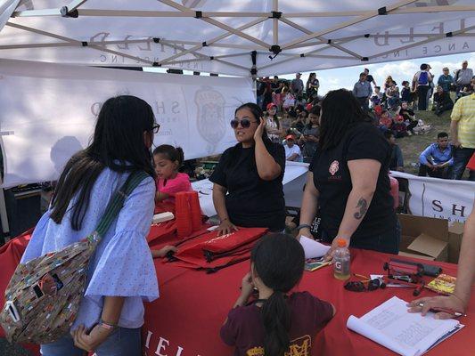 At Plaza Fiesta helping the community learn about the policies that can insure their future.