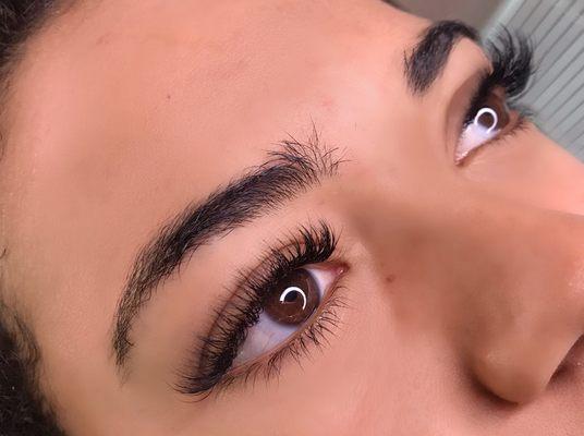 Hybrid lash extension fill.