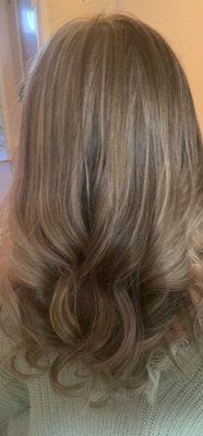 Half a head of highlights, cut, blow dry, and light waves