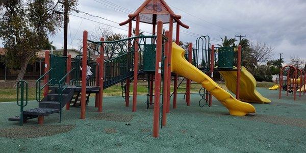 The playground in front of the baseball field