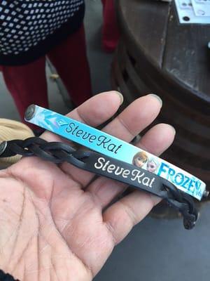 Our engraved bracelets (Steve + Kathy = SteveKat).