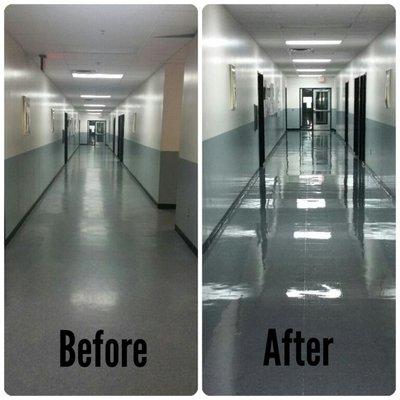 before an after of an awesome floor job.