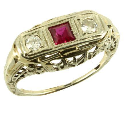 Beautiful Art Deco ruby and diamond ring!