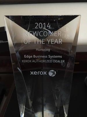 Edge is named Newcomer of the Year in Xerox's 2014 Channel Partner of the Year awards.