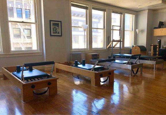 Bright, clean Pilates studio