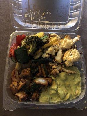 Cilantro chicken, veggies, and cauliflower