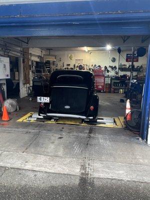 1935 Ford being adjusted.  Great job as always.