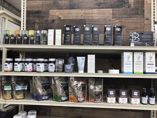 We carry a variety of CBD products from gummies and tinctures to topical creams and even pet treats!