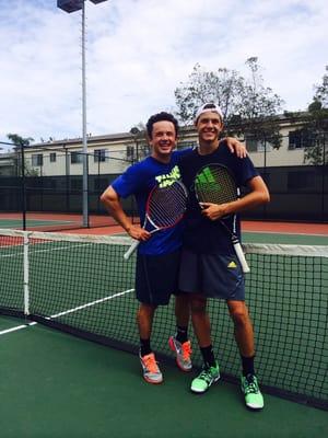 Julian Svitolin, pro tennis player and a coach with his pupil Alex, also a pro tennis player !