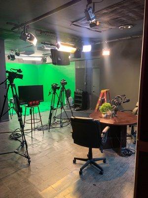 Studio B (chroma key) and Studio A