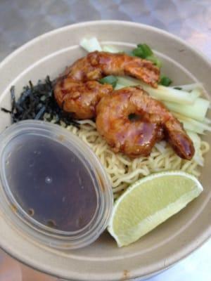 Chilled ramen with shrimp