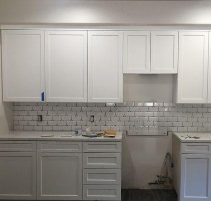 Before appliances installed and backsplash completed