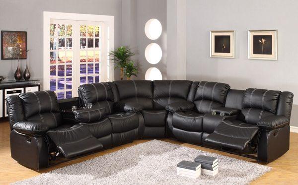 Drop down cup holder and center console motion sectional. Beautiful contemporary look