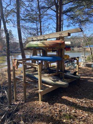 This is the lakeside kayak rack before we cleaned and stained it