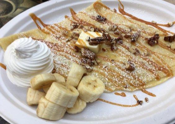 banana caramel nut crepe